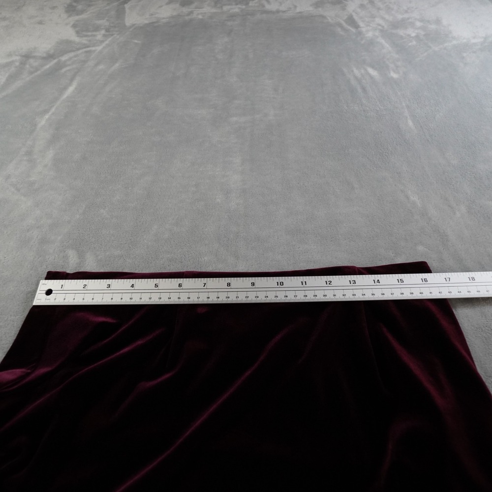 Vintage Womens Y2K Purple Velvet Midi Skirt L Holiday Party Whimsigoth Stretch - Picture 7 of 11